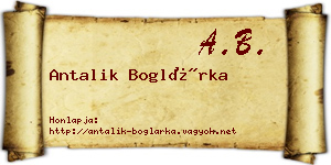 Antalik Boglárka névjegykártya